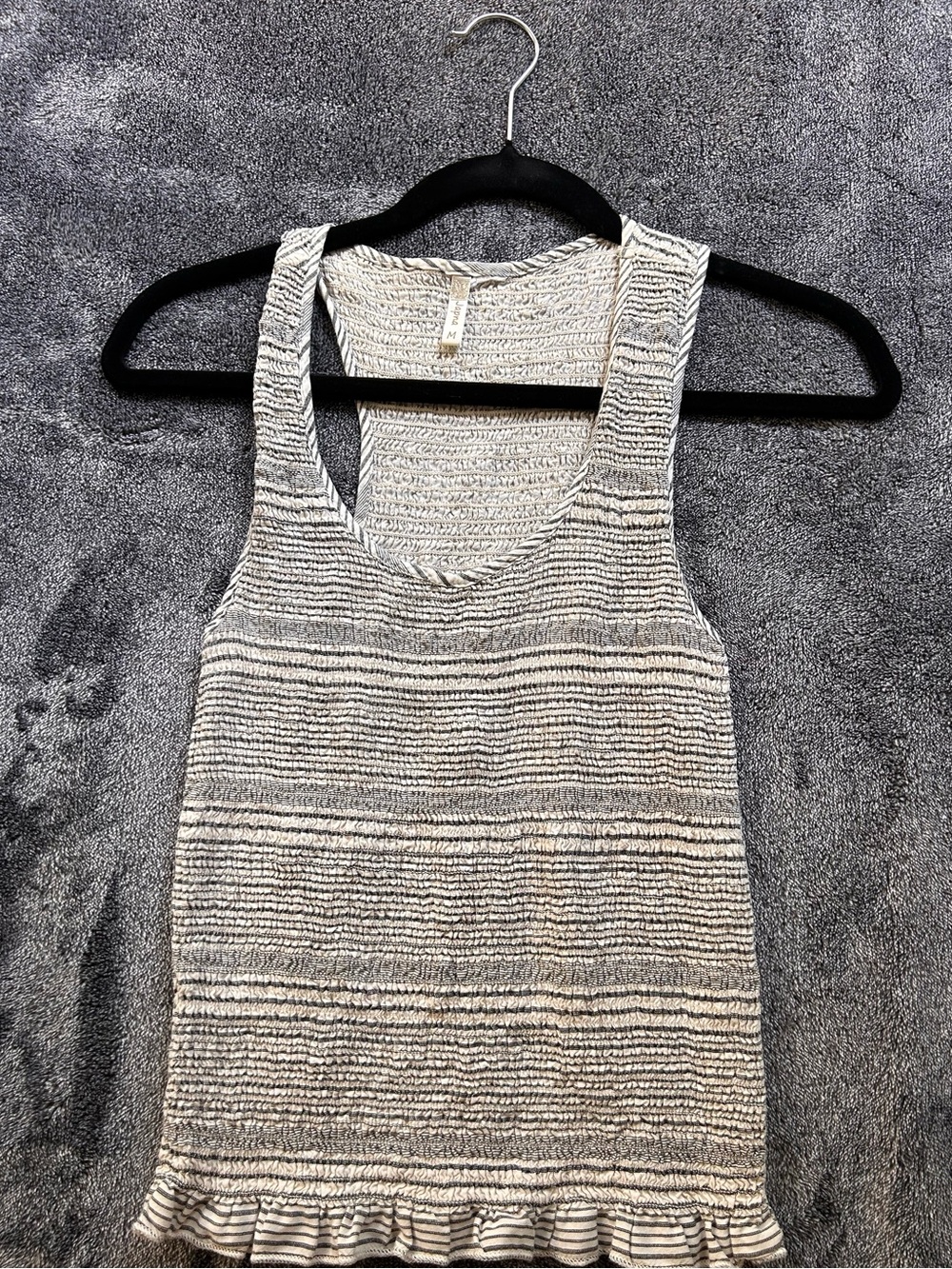 Women’s Striped Knit Tank Top in Cream and Gray